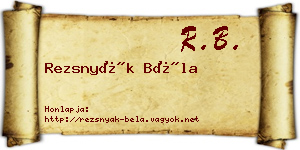 Rezsnyák Béla névjegykártya